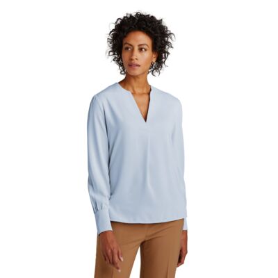 Women's Open Neck Satin Blouse Thumbnail
