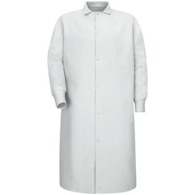 Unisex Gripper-Front Pocketless Butcher Coat With Knit Cuffs Thumbnail